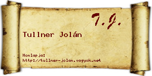 Tullner Jolán névjegykártya